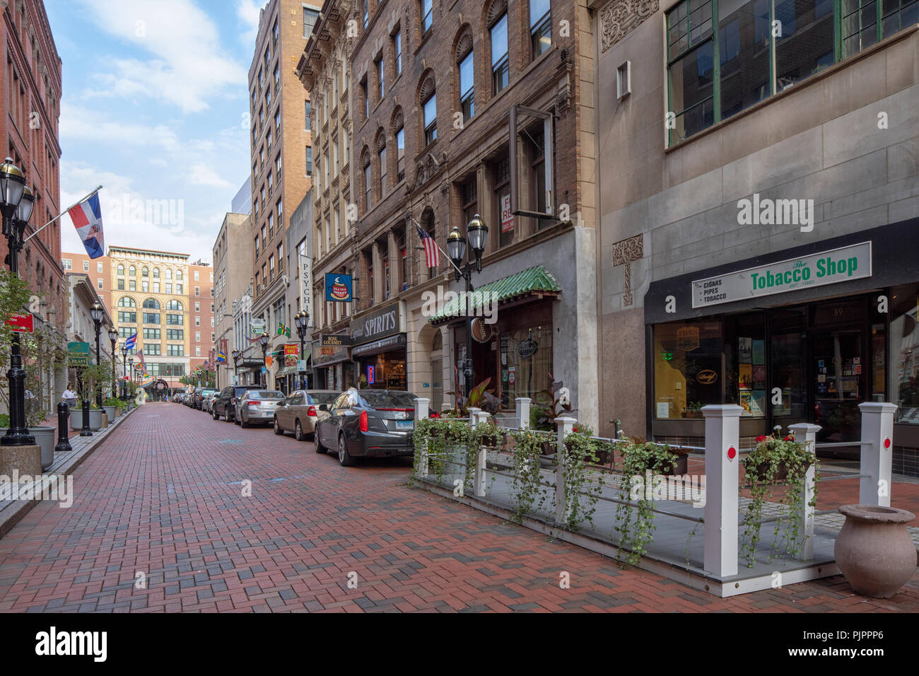 Pratt Street nel quartiere storico di Hartford Connecticut, Stati Uniti Foto Stock