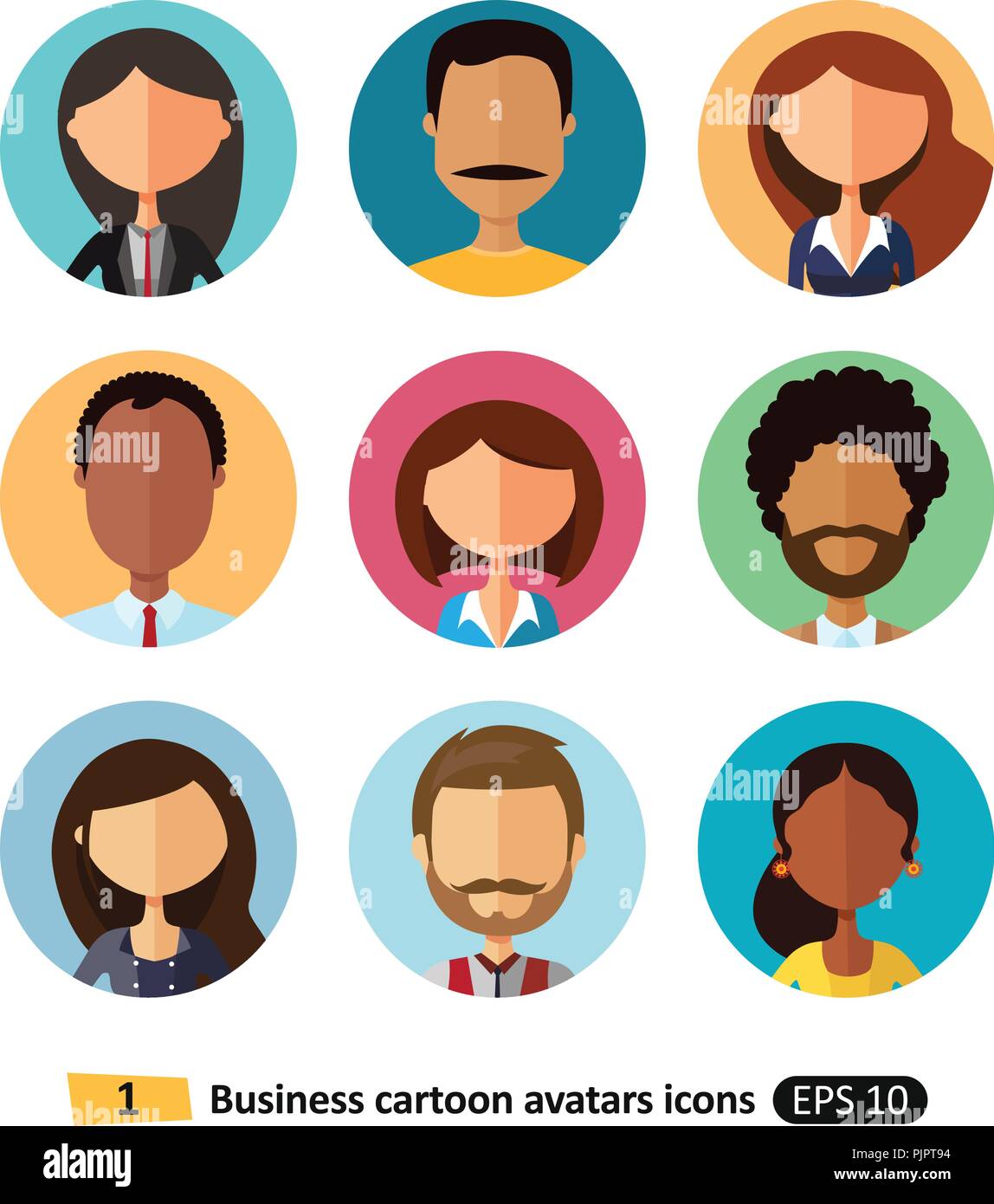 Persone business avatar piatto di raccolta icone dei lavoratori team per il web Illustrazione Vettoriale