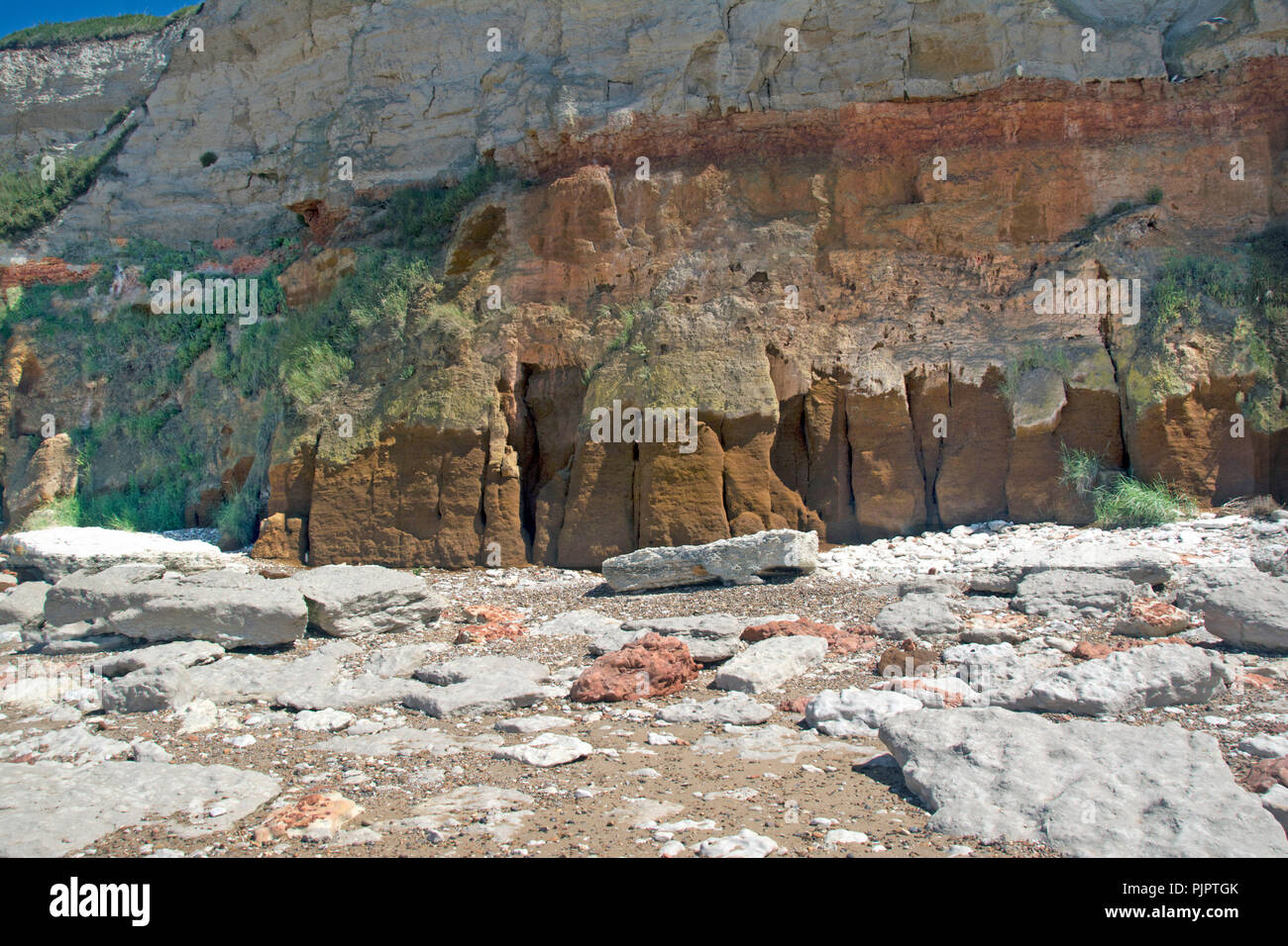 NORFOLK; OLD HUNSTANTON; scogliere Foto Stock