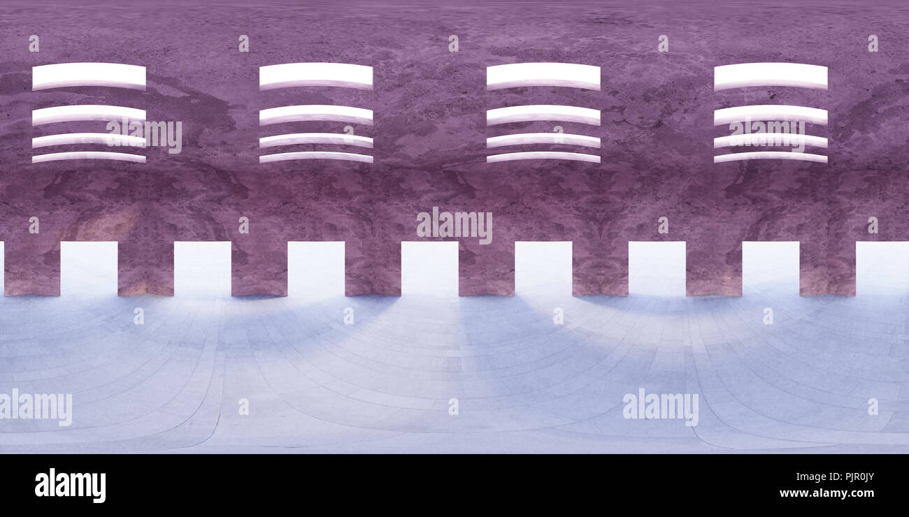 HDRI environment map, industriale moderna sferica astratto piscina panoramica sullo sfondo, la sorgente di luce (rendering 3D render equirettangolare) Foto Stock