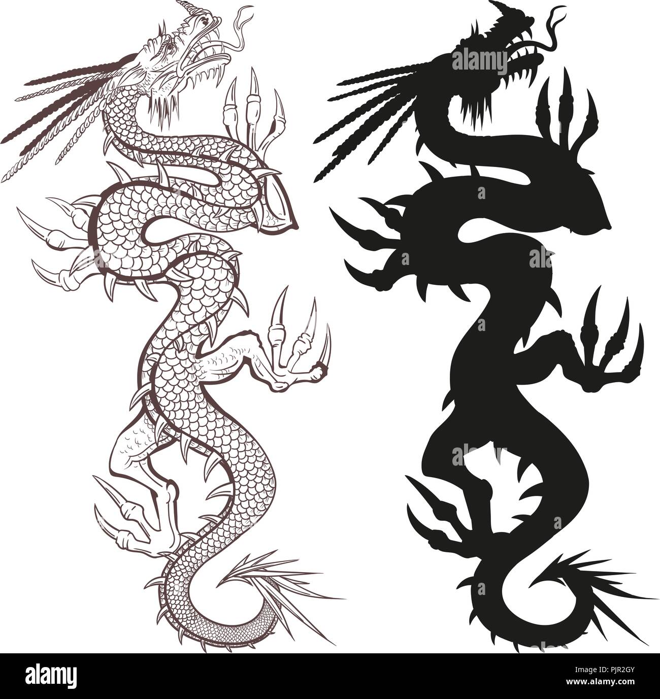 Drago Cinese rialzo Illustrazione Vettoriale