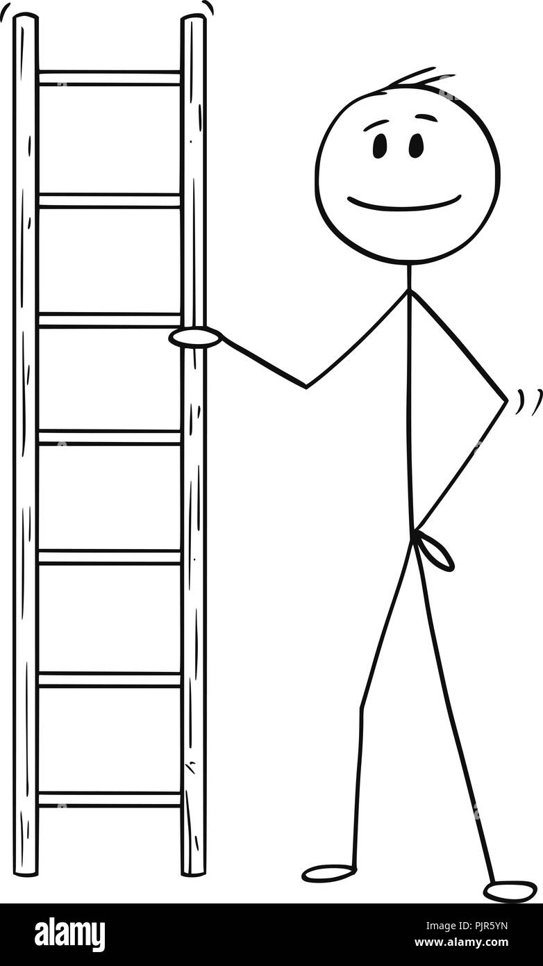 Cartoon di uomo o imprenditore tenendo scaletta Illustrazione Vettoriale
