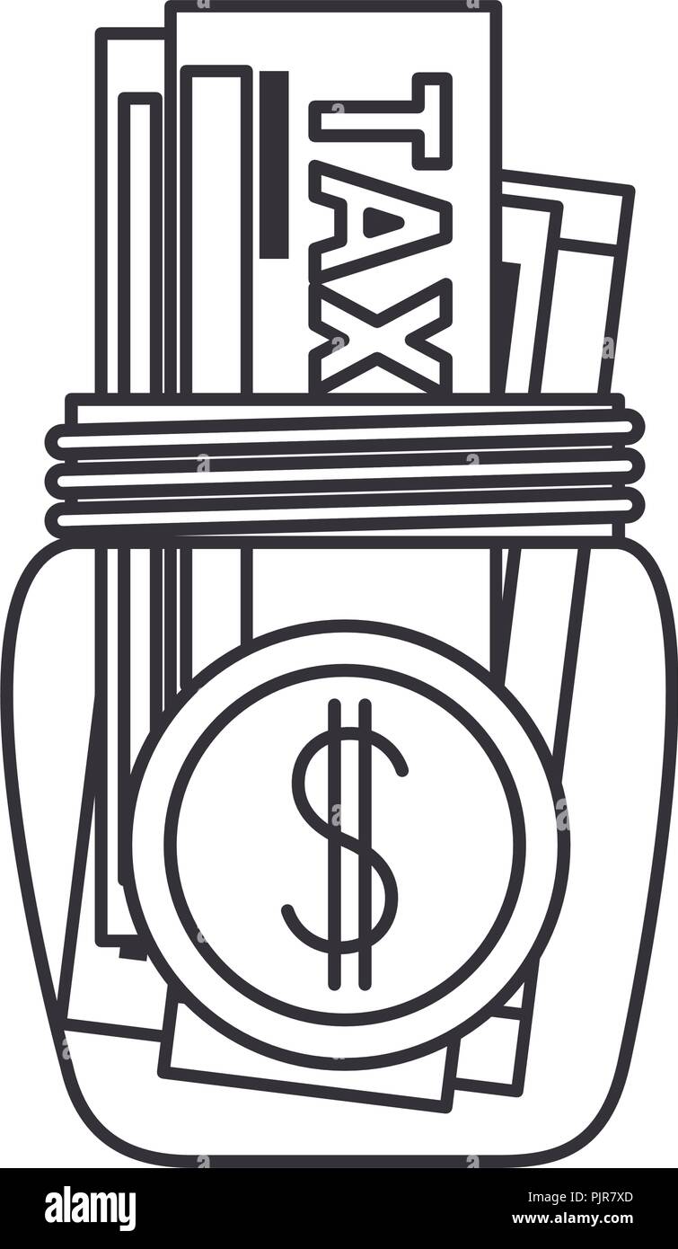 Vaso con icona fiscale Illustrazione Vettoriale