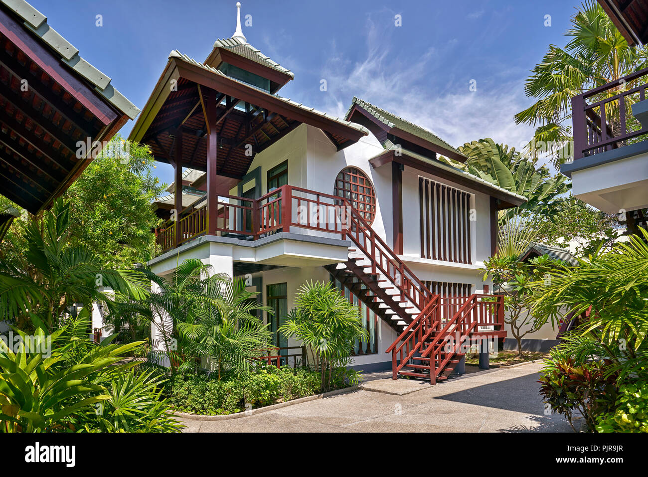Thailandia casa tradizionale architettura tailandese. Sud-est asiatico Foto Stock