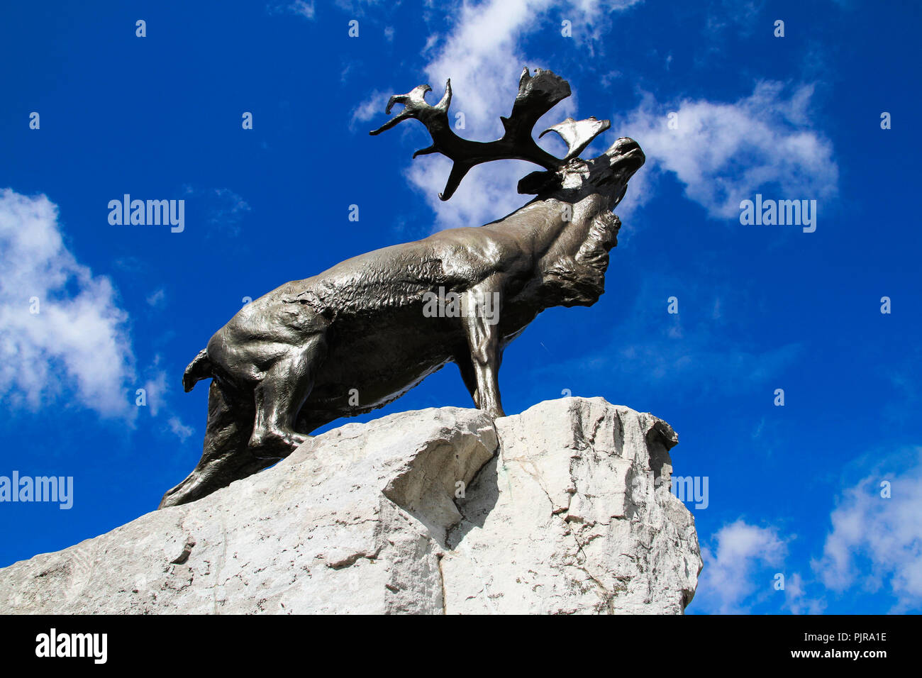 Caribou Monumento Beaumont Hamel. Il Caribou fu il simbolo del Reggimento di Terranova che qui combatté il 1 luglio 1916 Foto Stock