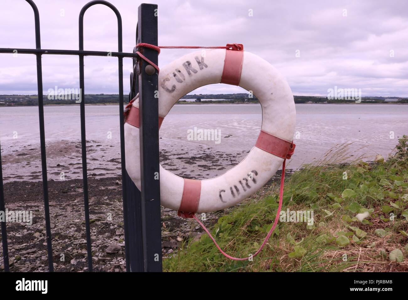 Salvagente al passaggio a ovest, il Porto di Cork, Irlanda Foto Stock