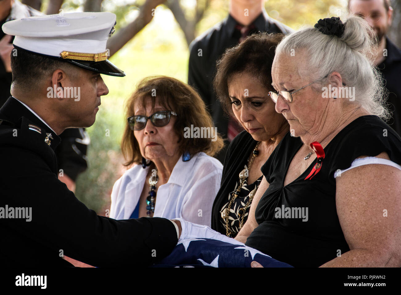 Un funerale militare per un veterano del coreano un Vietnam Wars. Foto Stock