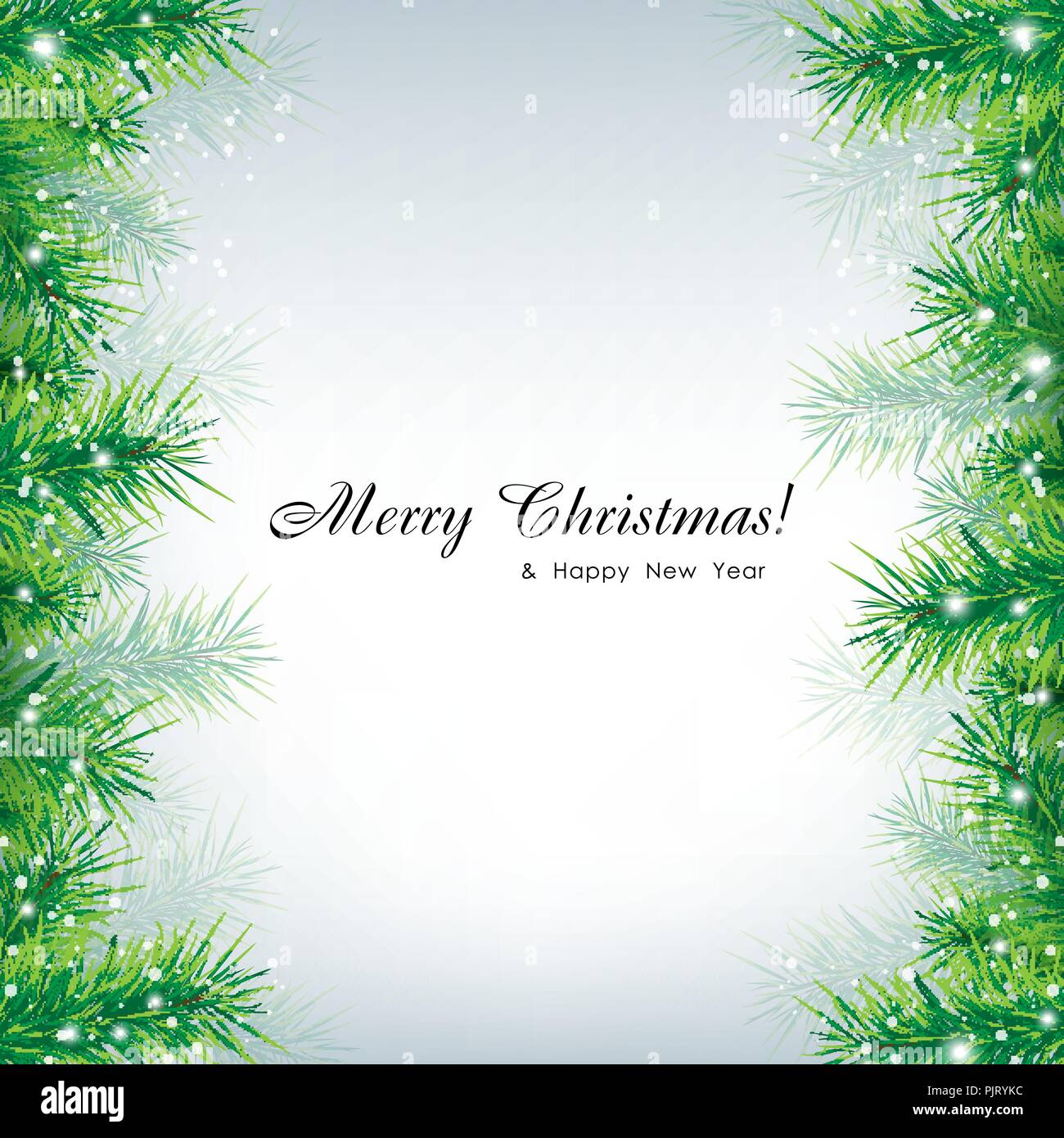 Sfondo di natale. Eps vettore 10. Xmas sfondo con pelliccia brunch ad albero e neve. Neve su albero di pino brunch. Illustrazione Vettoriale