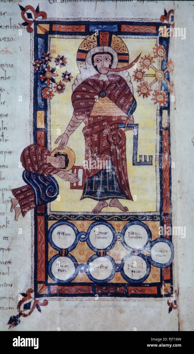 Beatus Escorial - Visione delle 7 candele. Foto Stock