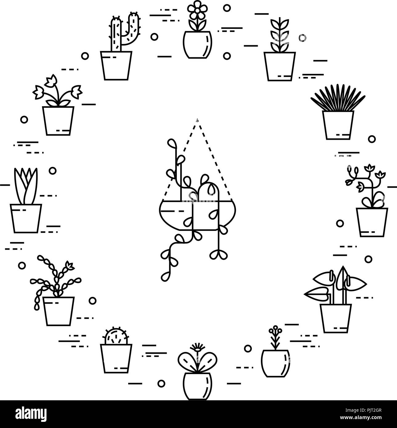 Set di pianta di casa in forma rotonda Illustrazione Vettoriale