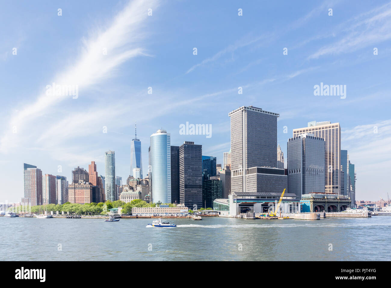 Vista panoramica di Lower Manhattan, New York City, Stati Uniti d'America Foto Stock