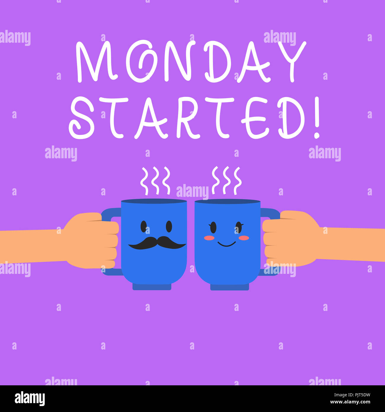 Segno di testo che mostra il lunedì è iniziato. Foto concettuale ottenere pronto per la nuova settimana resto è superiore consente di iniziare a lavorare. Foto Stock