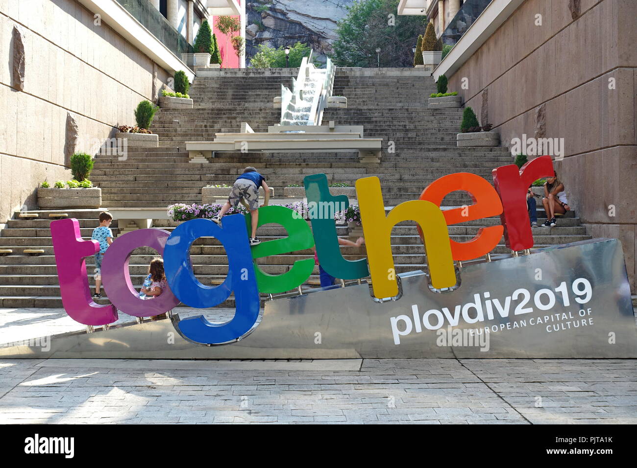 PLOVDIV, BULGARIA - Maggio 2018 - Centro di Plovdiv, Bulgaria. La Plovdiv sarà la Capitale Europea della Cultura nel 2019. Foto Stock