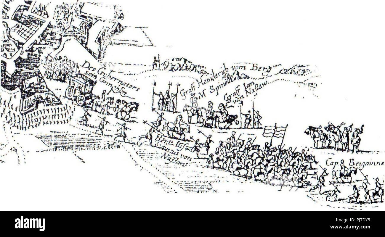 Beleg van Breda 1624 - capitulatie en terugtocht uit Breda. Foto Stock