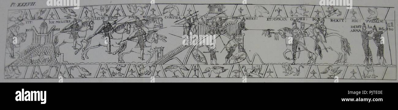 Arazzo di Bayeux Le Thieullier 7. Foto Stock