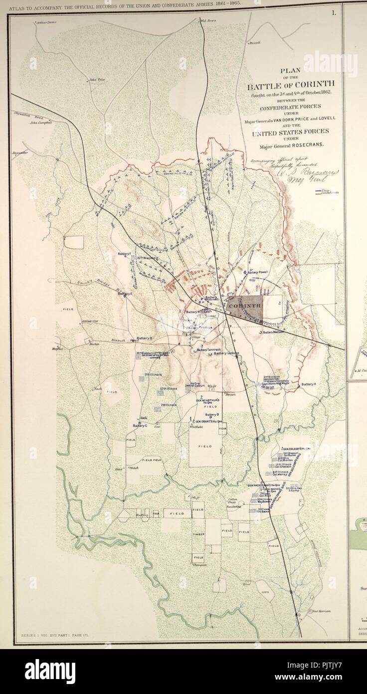 Mappa di battaglia di Corinto. Foto Stock