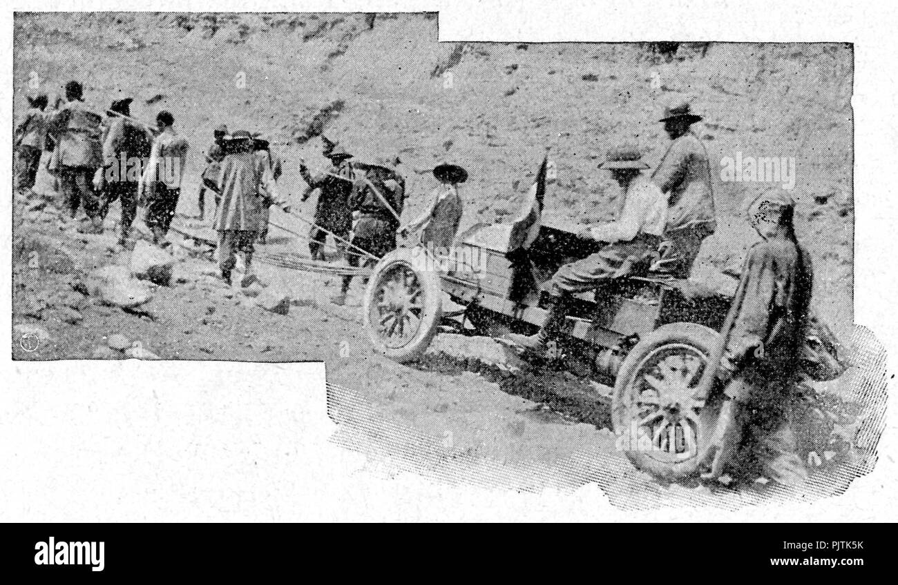 Barzini - La metà del mondo vista da un'automobile, Milano, Hoepli, 1908 (pagina 71 raccolto). Foto Stock