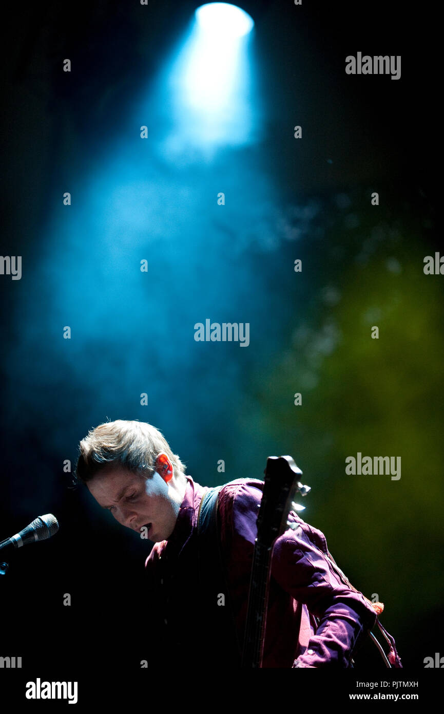 Concerto dell'ambiente islandese/post-rock band Sigur Ros, ad Anversa (Belgio, 27/08/2012) Foto Stock