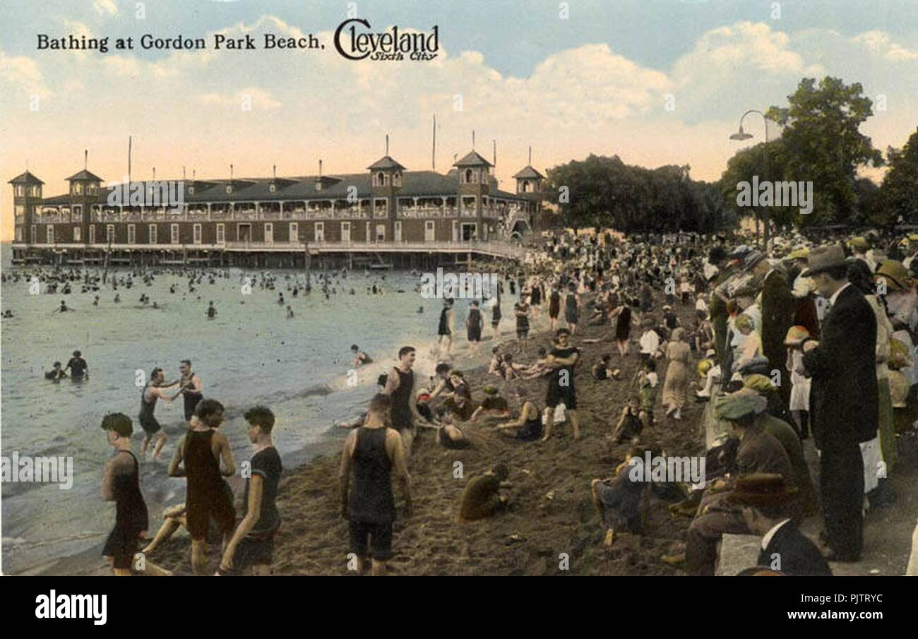 La balneazione a Gordon Park Beach, Cleveland sesta città Foto Stock