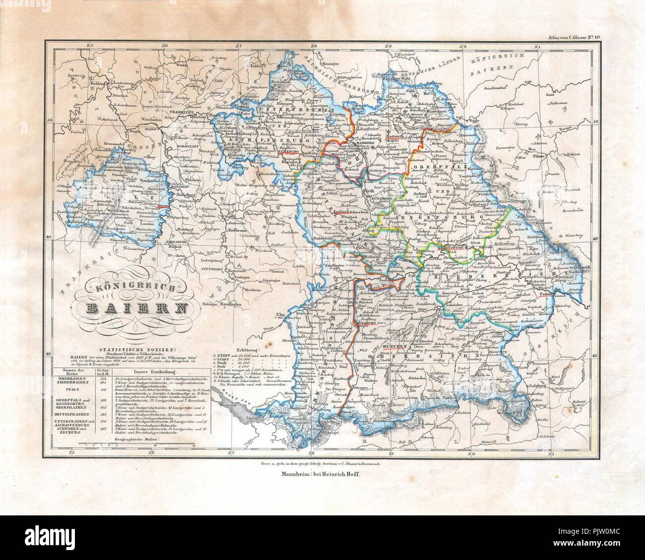 Il Bayern Karte 1842. Foto Stock