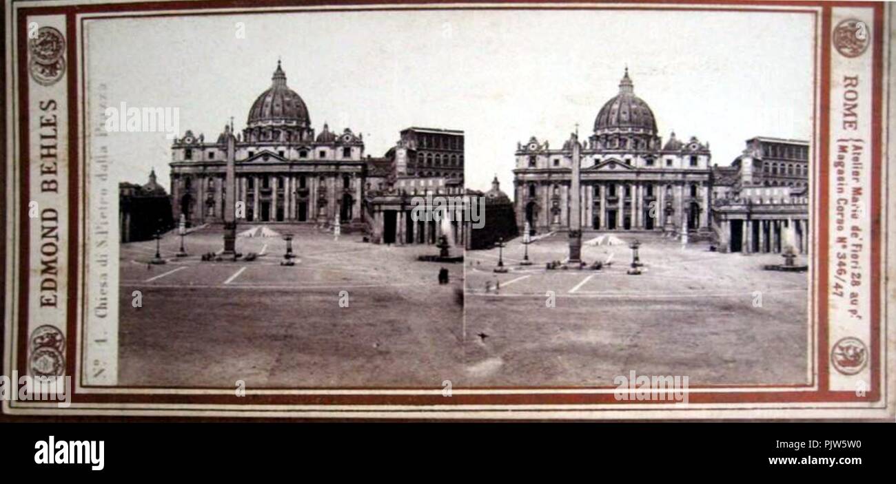 Behles, Edmond (1841-1924) - n. 001 - Chiesa di San Pietro dalla piazza. Foto Stock