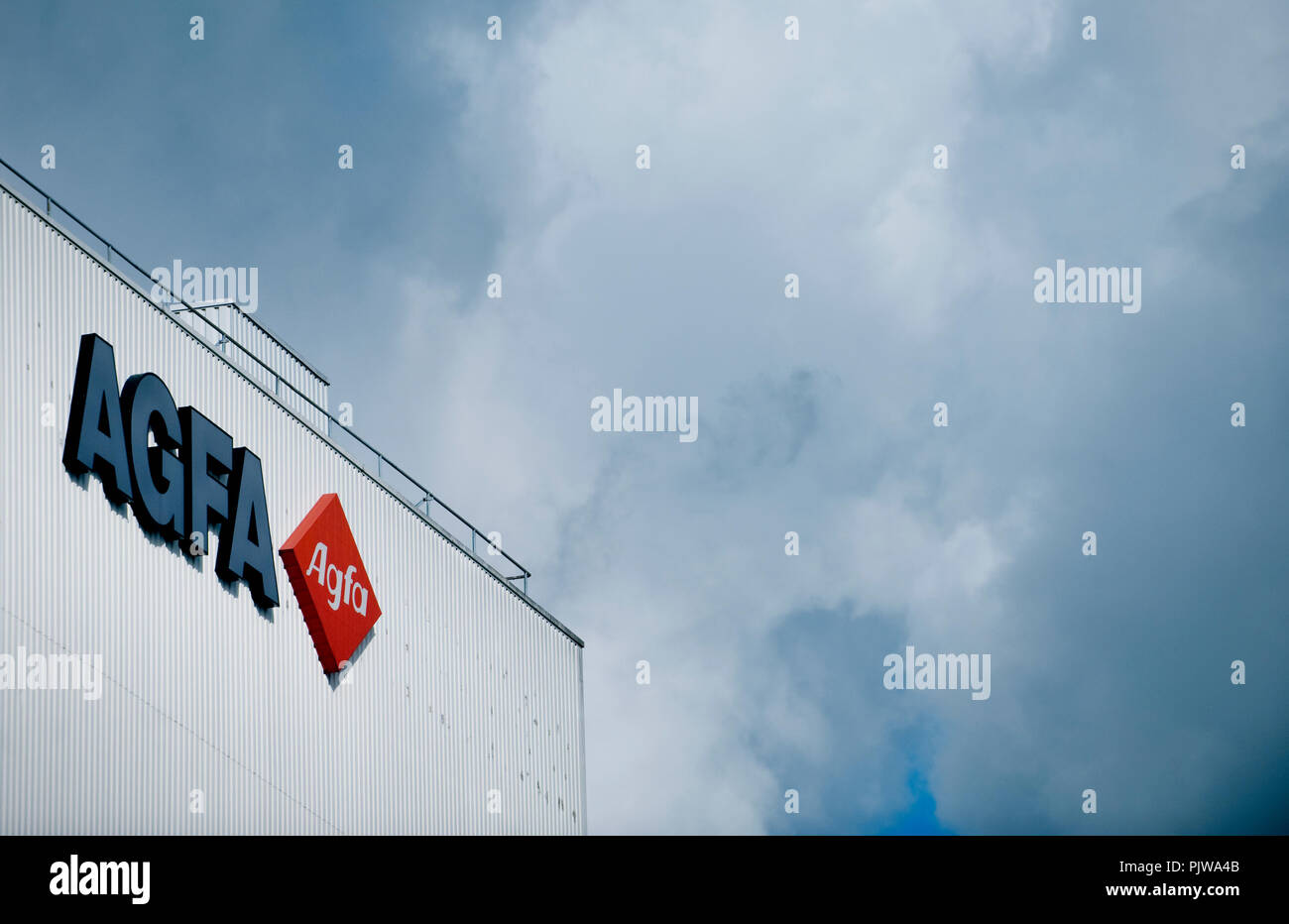 L'Agfa-Gevaert sede e stabilimento a Mortsel, Anversa (Belgio, 12/02/2009) Foto Stock