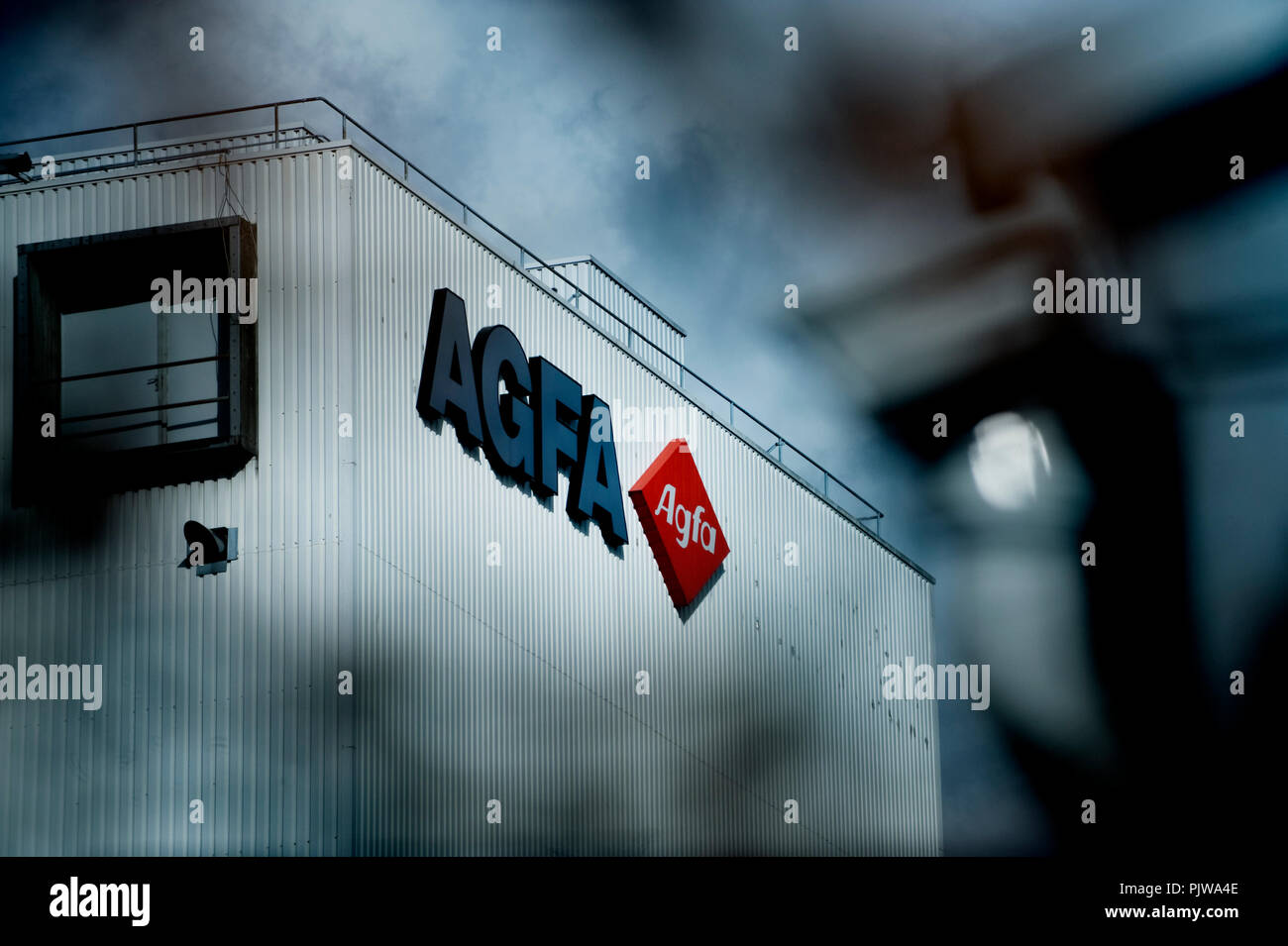 L'Agfa-Gevaert sede e stabilimento a Mortsel, Anversa (Belgio, 12/02/2009) Foto Stock