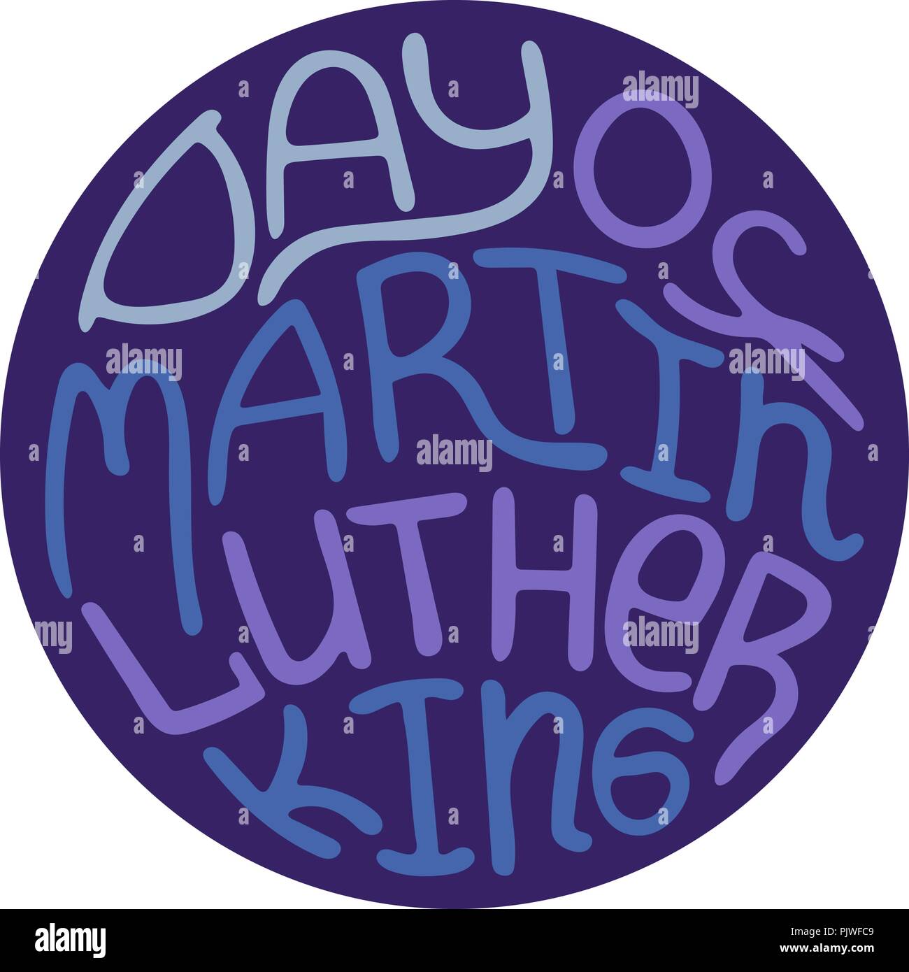 Round mano blu-Illustrazione disegnata con caratteri - Giorno di Martin Luther King. Illustrazione Vettoriale