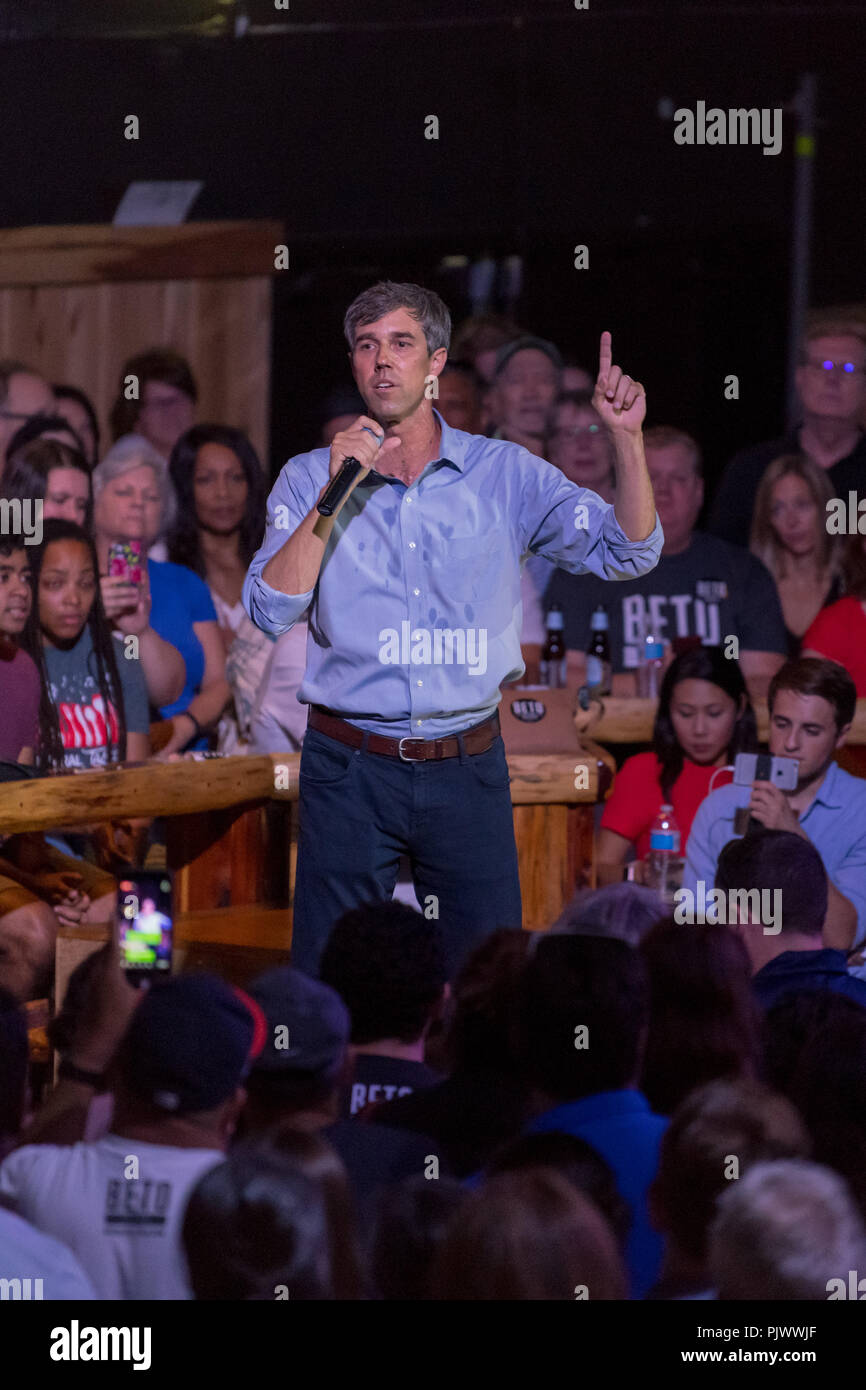 Houston, Texas, Stati Uniti d'America - 8 Settembre 2018: Beto O'Rourke, Texas candidato democratico per gli Stati Uniti Senato in una politica dei Rally in Houston Foto Stock