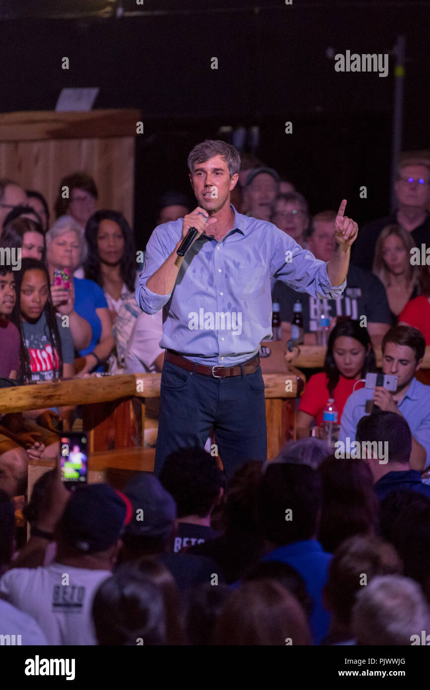 Houston, Texas, Stati Uniti d'America - 8 Settembre 2018: Beto O'Rourke, Texas candidato democratico per gli Stati Uniti Senato in una politica dei Rally in Houston Foto Stock