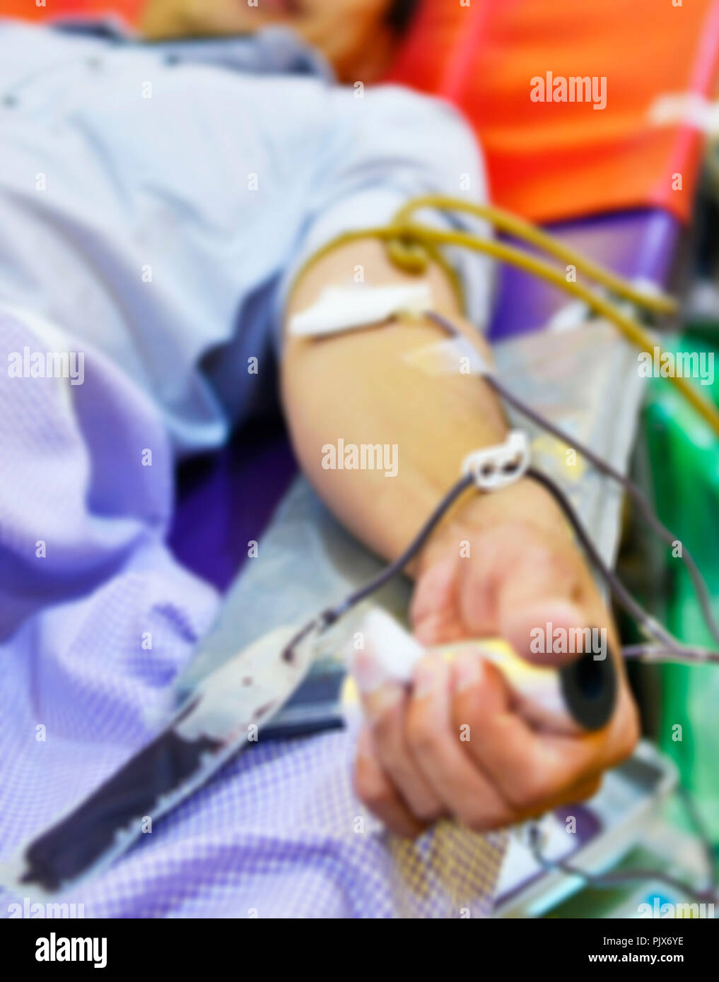 La donazione di sangue, trasfusione di sangue, controllare specificato, il digiuno, la cura della salute in ospedale Foto Stock