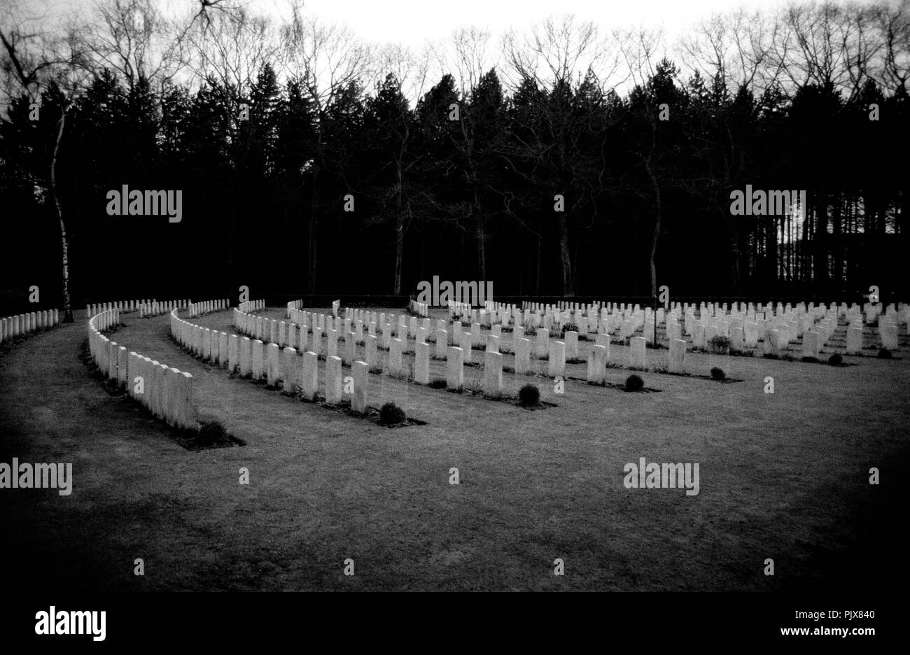 Il Britannico cimitero militare in Heverlee vicino a Leuven per i soldati britannici della seconda guerra mondiale (Belgio, 02/1993) Foto Stock