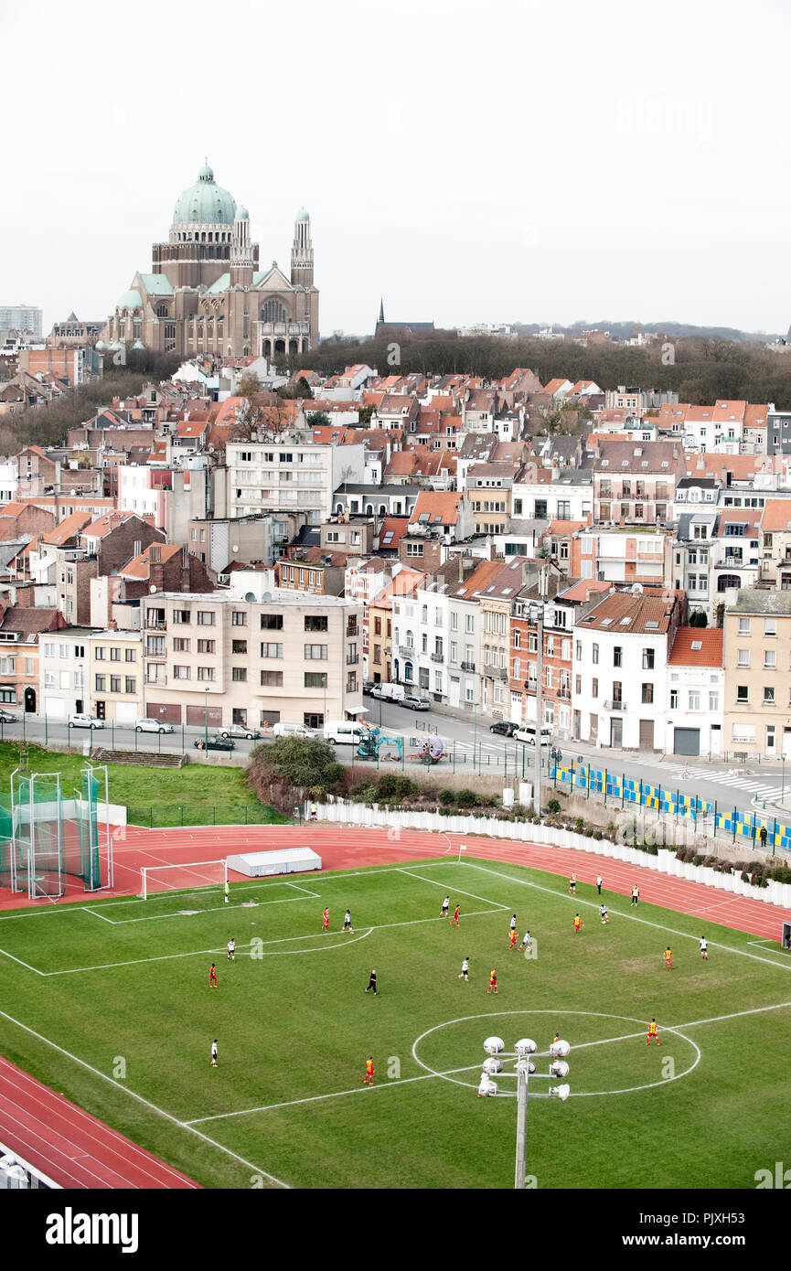 Il Sippelberg football Stadium e campi in Molenbeek-Saint-Jean, Bruxelles (Belgio, 28/11/2015) Foto Stock