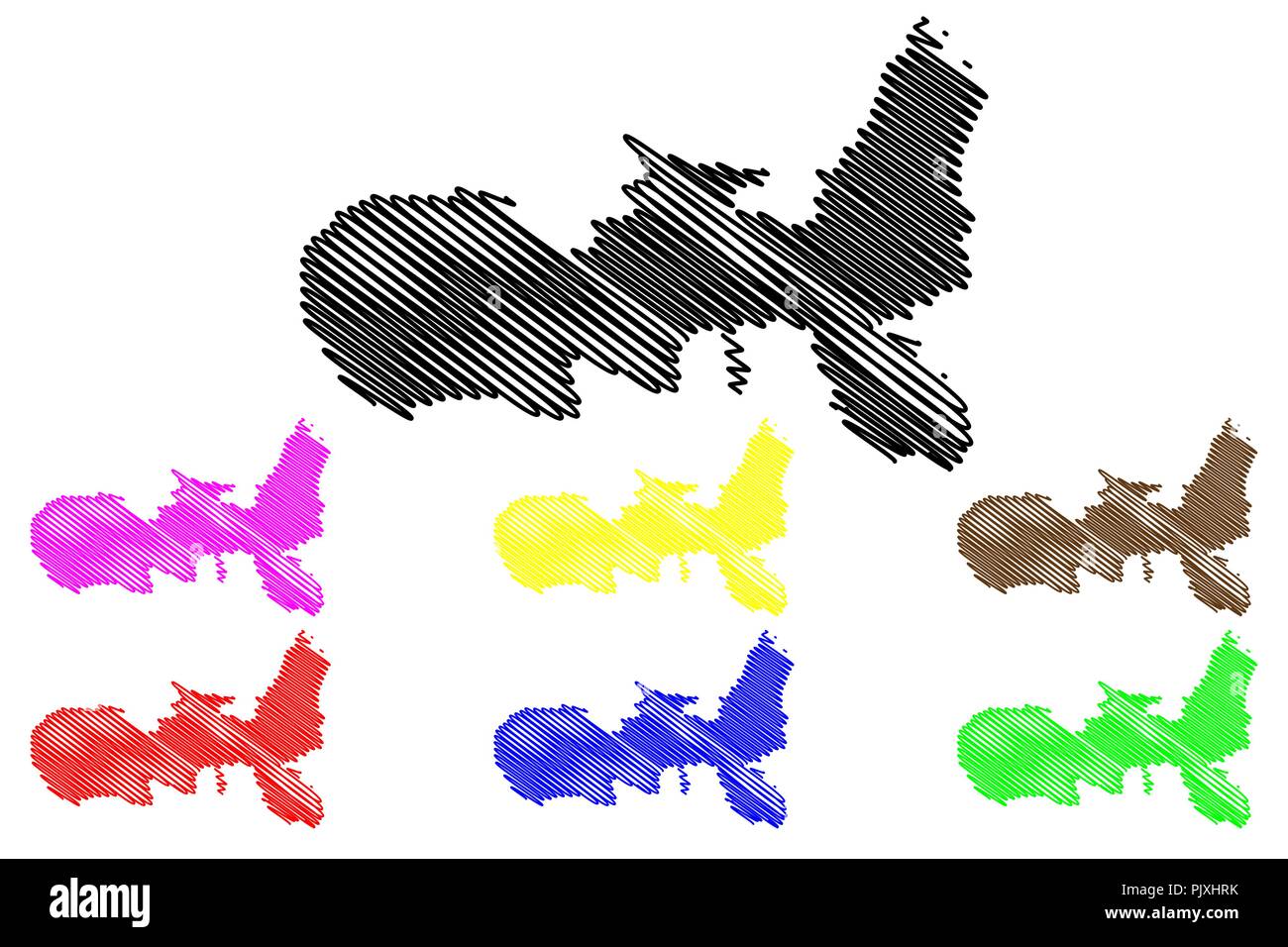 Elba (isola in Italia, Arcipelago Toscano) mappa illustrazione vettoriale, scribble sketch Mappa Elba Illustrazione Vettoriale