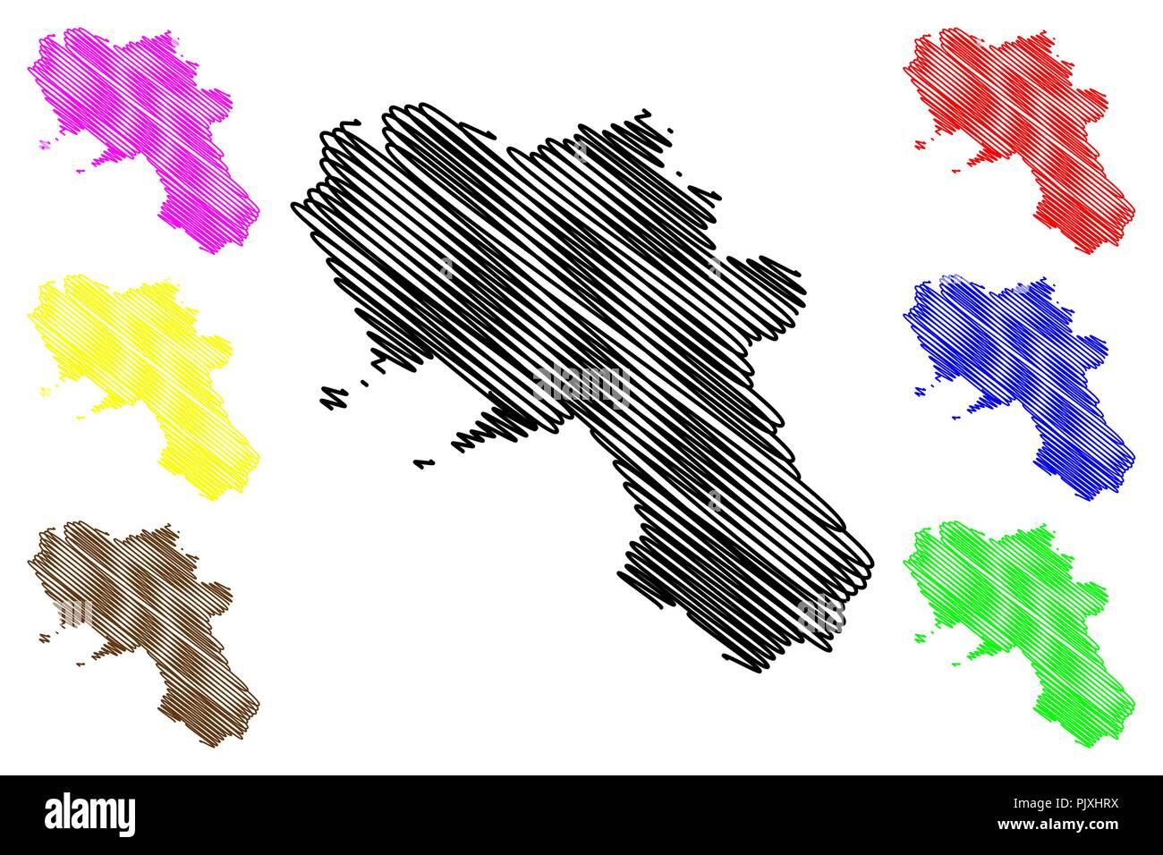 Campania (regione autonoma dell'Italia) mappa illustrazione vettoriale, scribble sketch Mappa Campania Illustrazione Vettoriale