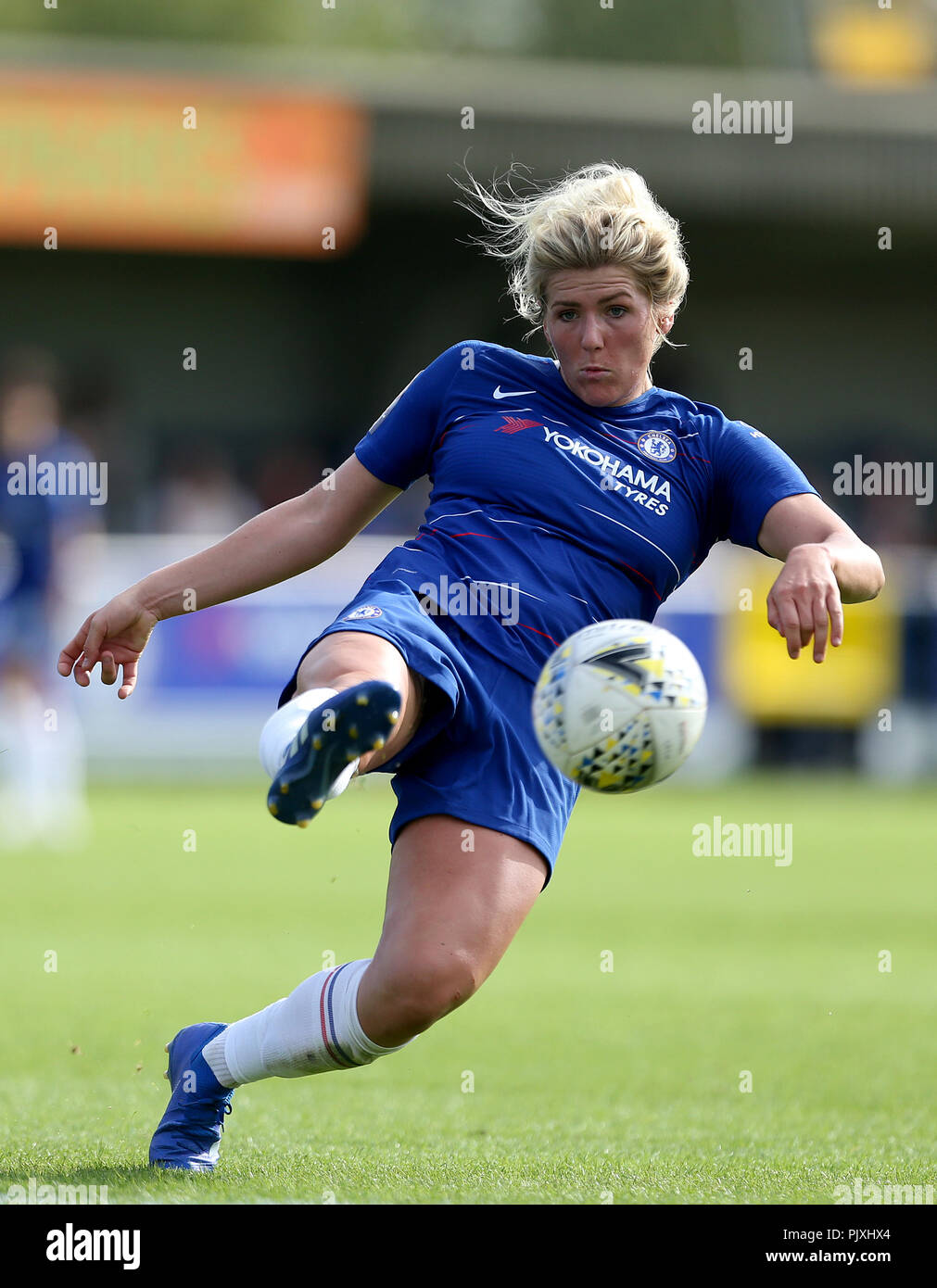 Chelsea's Millie luminose in azione durante la FA DONNA Super League a Kingsmeadow, Londra. Stampa foto di associazione. Picture Data: domenica 9 settembre, 2018. Foto di credito dovrebbe leggere: Steven Paston/filo PA. Restrizioni: solo uso editoriale nessun uso non autorizzato di audio, video, dati, calendari, club/campionato loghi o 'live' servizi. Online in corrispondenza uso limitato a 75 immagini, nessun video emulazione. Nessun uso in scommesse, giochi o un singolo giocatore/club/league pubblicazioni. Foto Stock