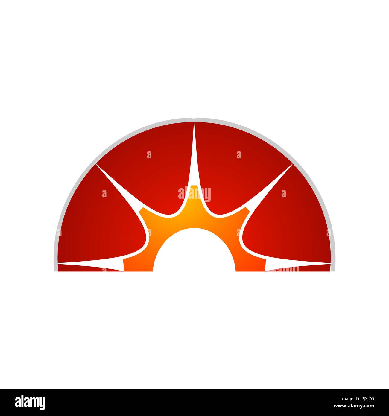 Vettore sole giallo simbolo. Vettore cerchio metà elemento di Sun Illustrazione Vettoriale