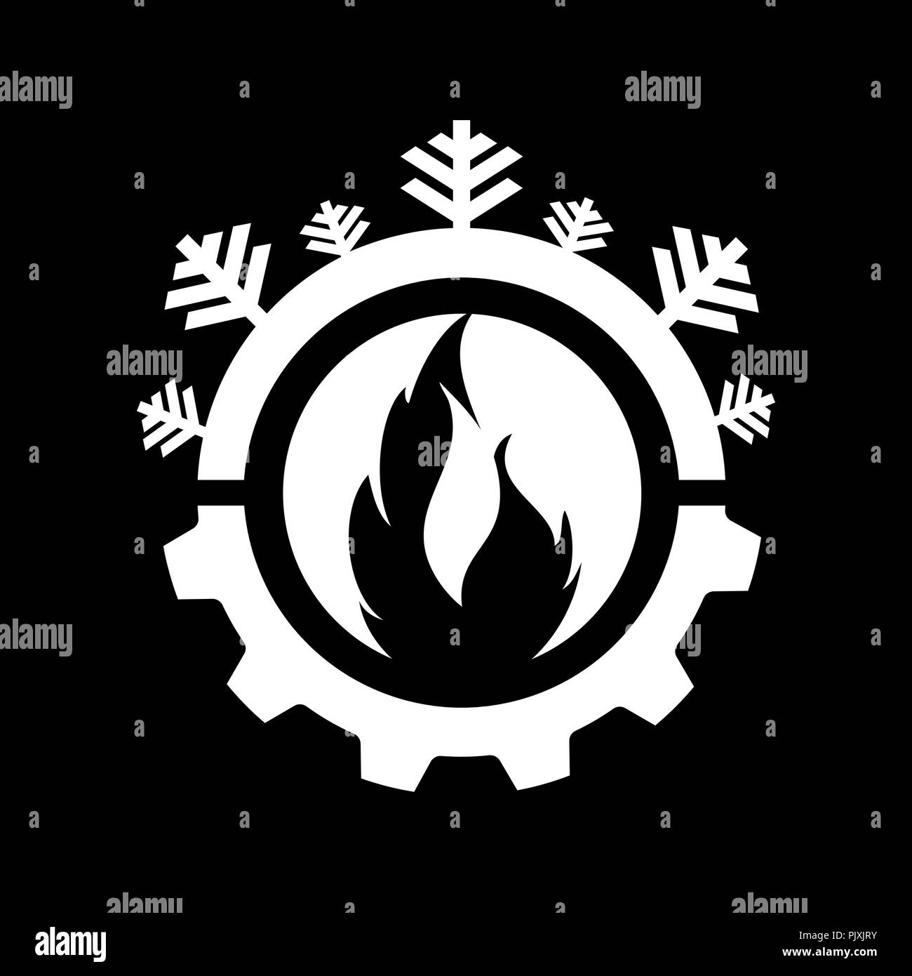 Acqua calda e fredda, con ingranaggio logo a colori disegno vettoriale Illustrazione Vettoriale