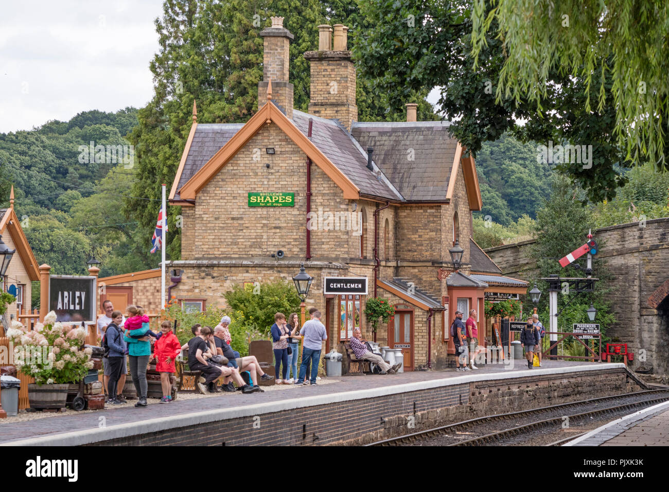 Arley stazione sul Severn Valley Railway Line, Worcestershire, England, Regno Unito Foto Stock