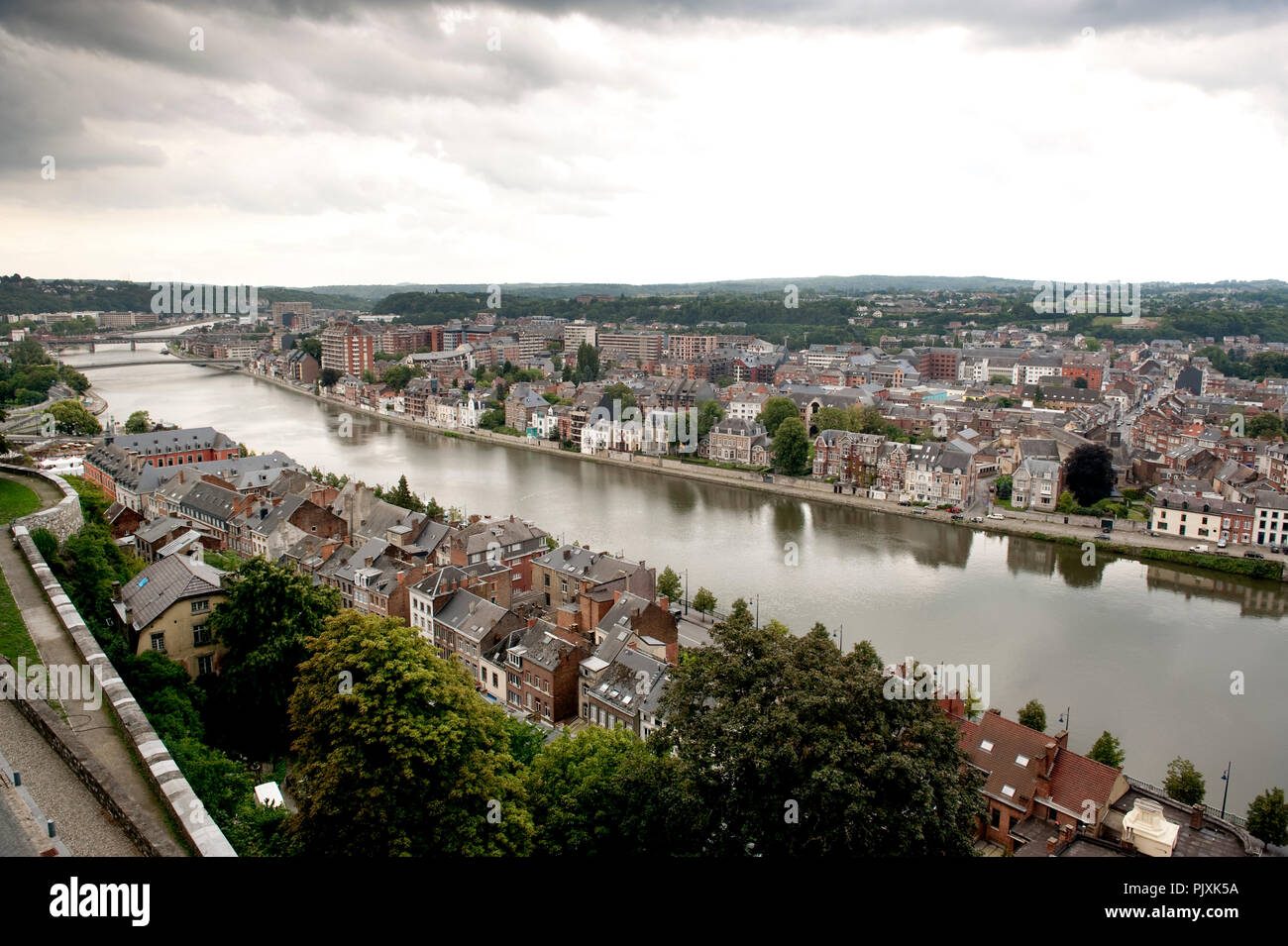 Vista panoramica di Namur, capitale della Regione vallone (Belgio, 18/08/2010) Foto Stock