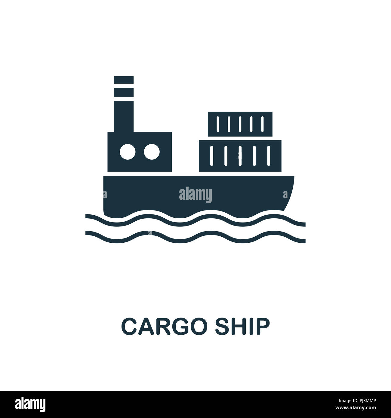 Nave cargo icona. Monocromatico design di stile dalla logistica di consegna collezione. UI. Pixel perfetto pittogramma semplice nave da carico icona. Web design, applicazioni sof Foto Stock
