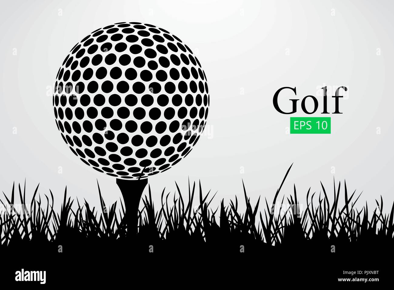 Silhouette di una pallina da golf. Sfondo e Testo su uno strato separato, il colore può essere cambiato in un solo clic. Illustrazione Vettoriale Illustrazione Vettoriale