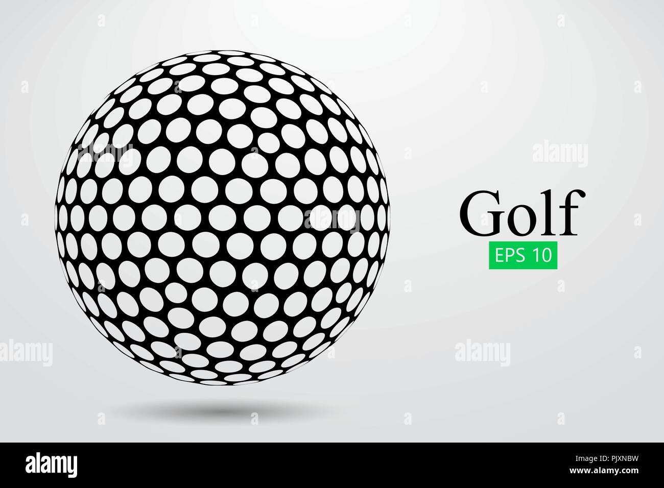 Silhouette di una pallina da golf. Sfondo e Testo su uno strato separato, il colore può essere cambiato in un solo clic. Illustrazione Vettoriale Illustrazione Vettoriale