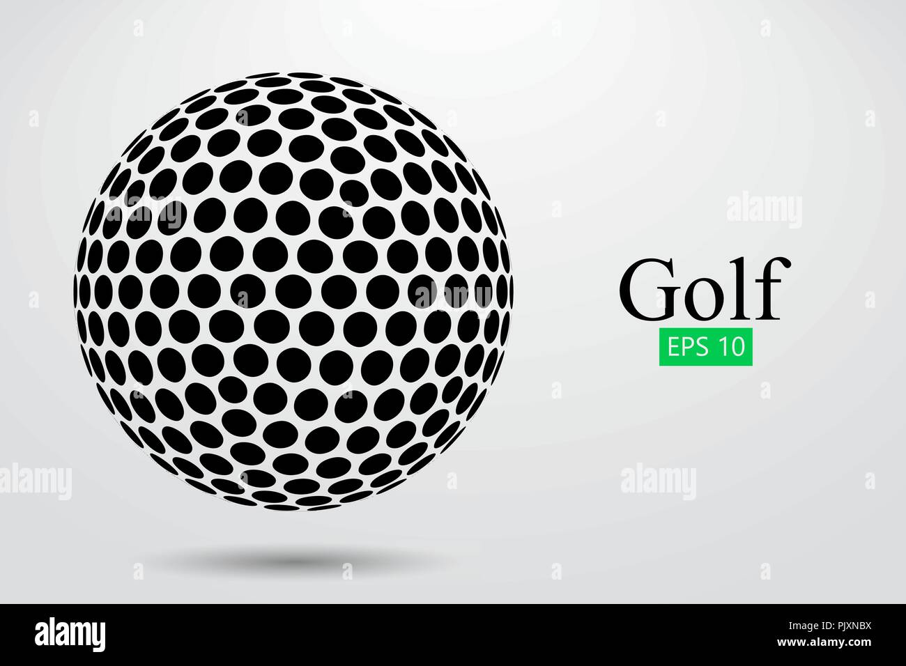 Silhouette di una pallina da golf. Sfondo e Testo su uno strato separato, il colore può essere cambiato in un solo clic. Illustrazione Vettoriale Illustrazione Vettoriale