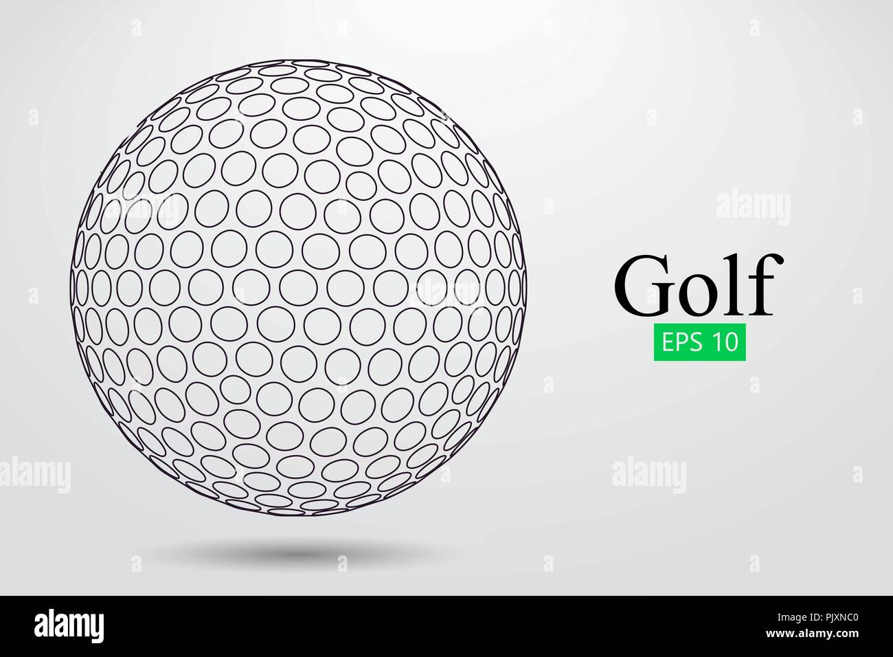 Silhouette di una pallina da golf. Sfondo e Testo su uno strato separato, il colore può essere cambiato in un solo clic. Illustrazione Vettoriale Illustrazione Vettoriale