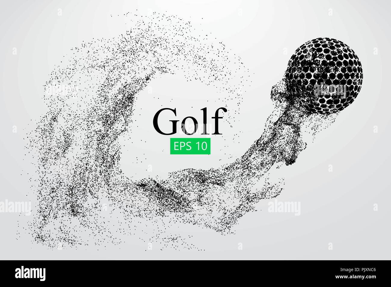 Silhouette di una pallina da golf. Sfondo e Testo su uno strato separato, il colore può essere cambiato in un solo clic. Illustrazione Vettoriale Illustrazione Vettoriale