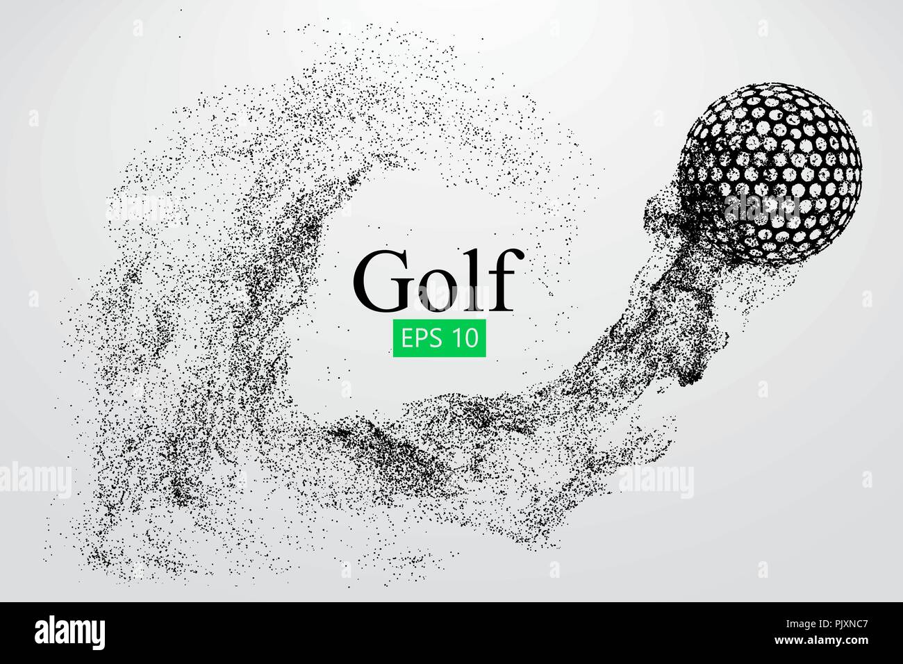 Silhouette di una pallina da golf. Sfondo e Testo su uno strato separato, il colore può essere cambiato in un solo clic. Illustrazione Vettoriale Illustrazione Vettoriale