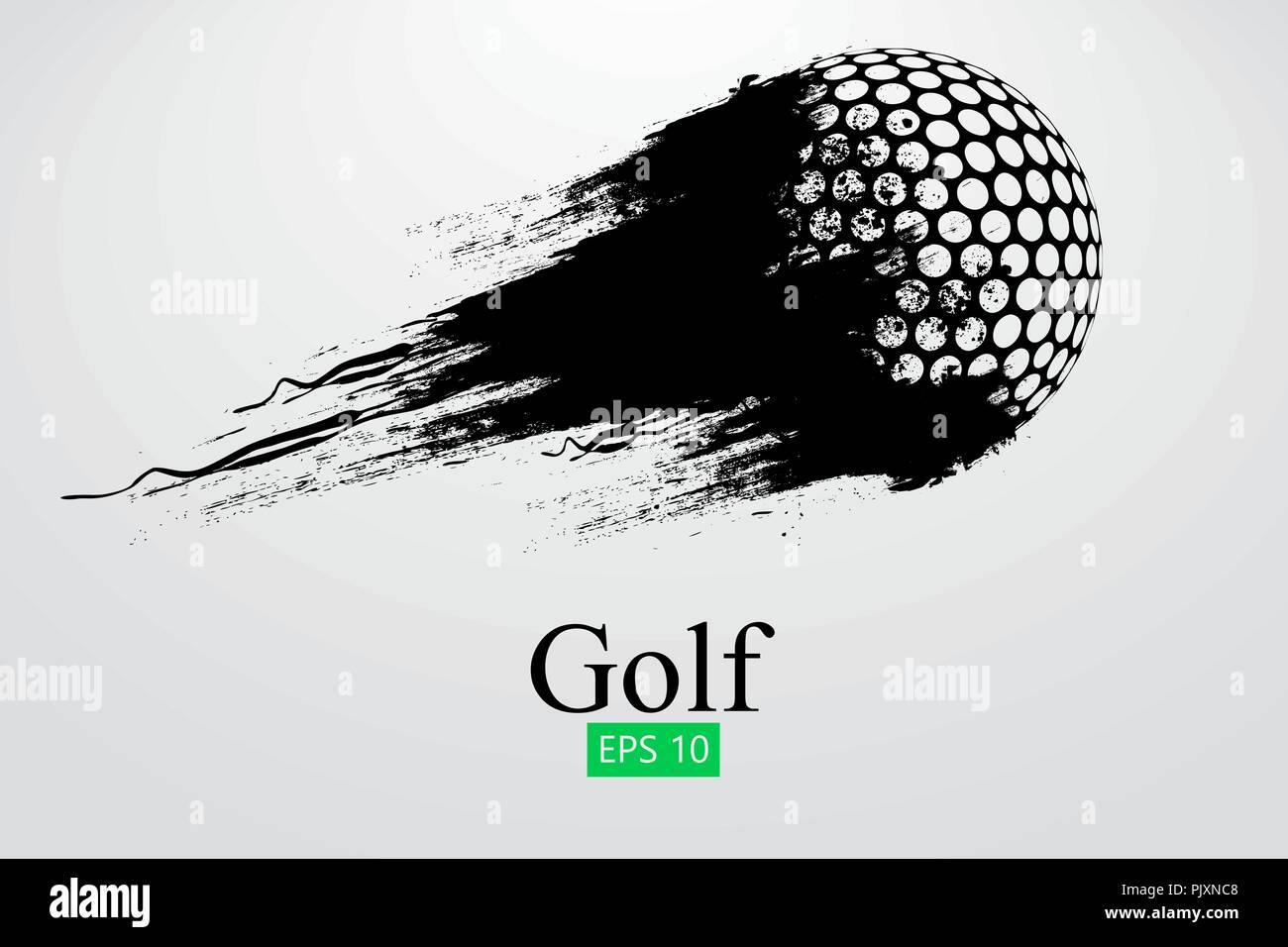 Silhouette di una pallina da golf. Sfondo e Testo su uno strato separato, il colore può essere cambiato in un solo clic. Illustrazione Vettoriale Illustrazione Vettoriale