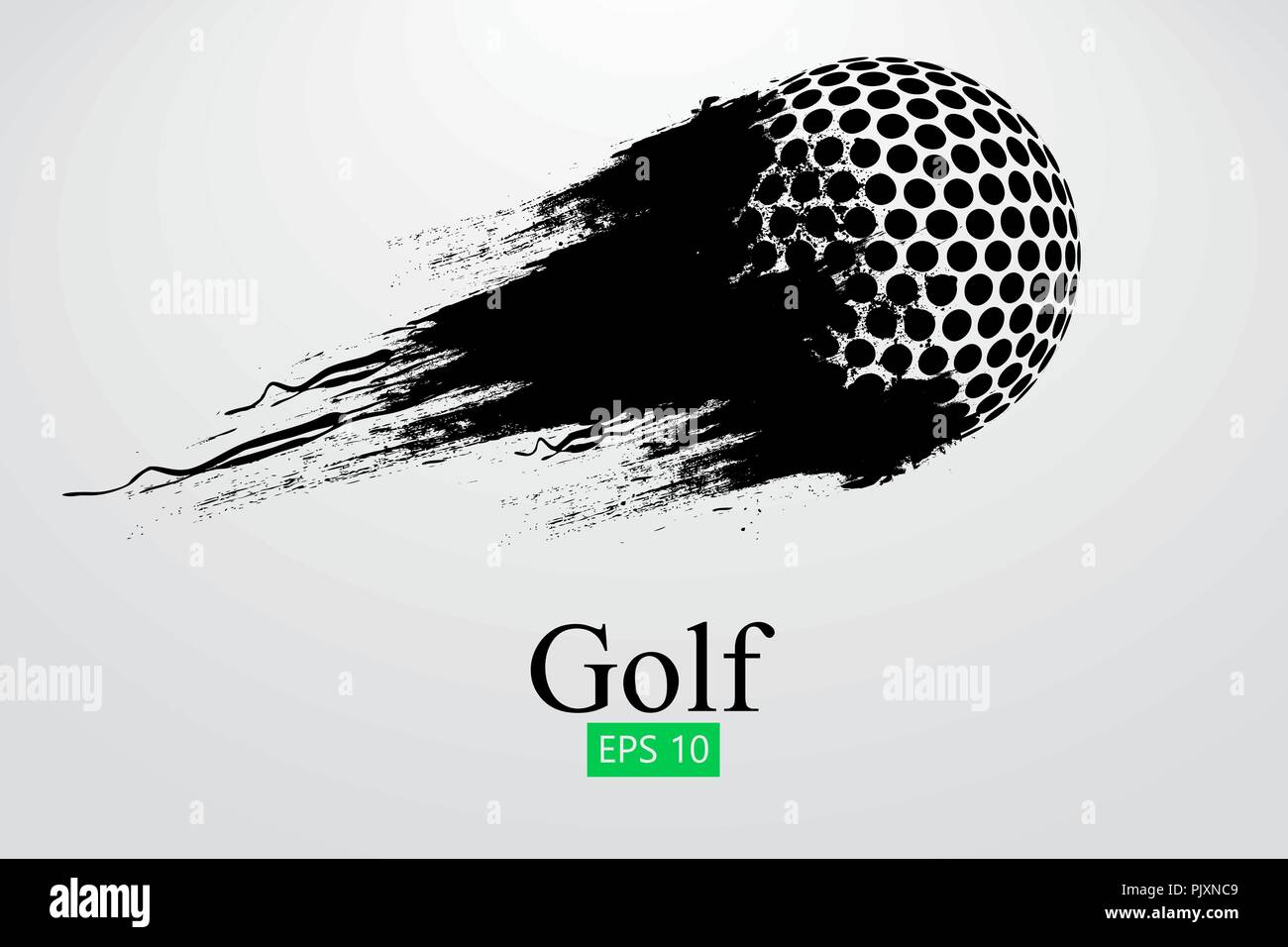 Silhouette di una pallina da golf. Sfondo e Testo su uno strato separato, il colore può essere cambiato in un solo clic. Illustrazione Vettoriale Illustrazione Vettoriale