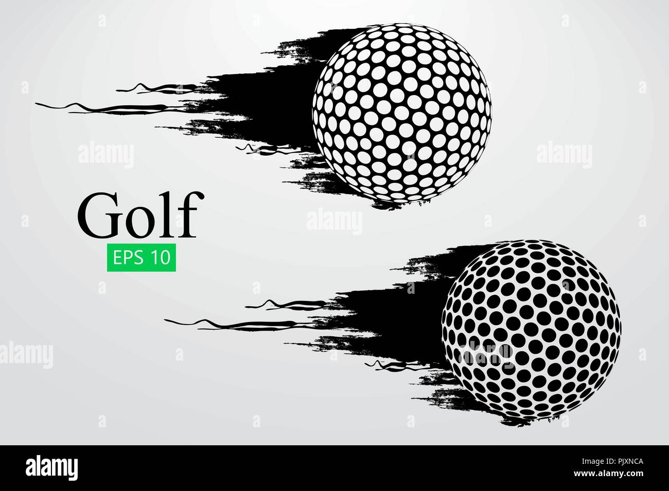 Silhouette di una pallina da golf. Sfondo e Testo su uno strato separato, il colore può essere cambiato in un solo clic. Illustrazione Vettoriale Illustrazione Vettoriale